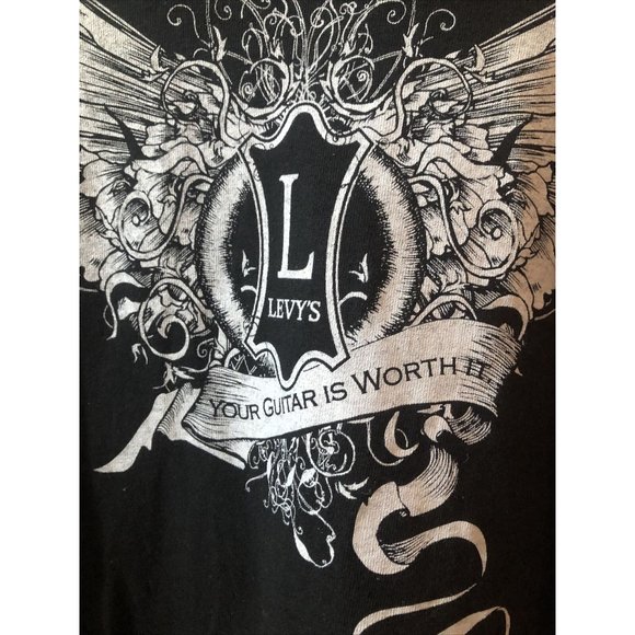 Levy's Guitar Strap Graphic T-shirt Black Small Au - Picture 3 of 5